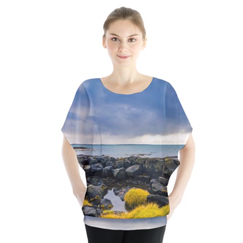 Iceland Nature Mountains Landscape Batwing Chiffon Blouse by Sapixe