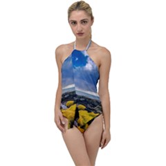 Iceland Nature Mountains Landscape Go With The Flow One Piece Swimsuit by Sapixe