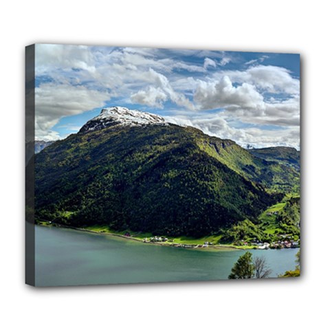 Panoramic Nature Mountain Water Deluxe Canvas 24  X 20  (stretched) by Sapixe