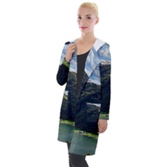 Panoramic Nature Mountain Water Hooded Pocket Cardigan