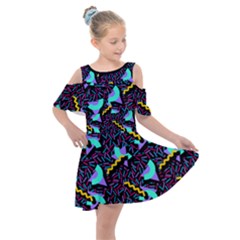 Memphis Style 1 Kids  Shoulder Cutout Chiffon Dress by JadehawksAnD