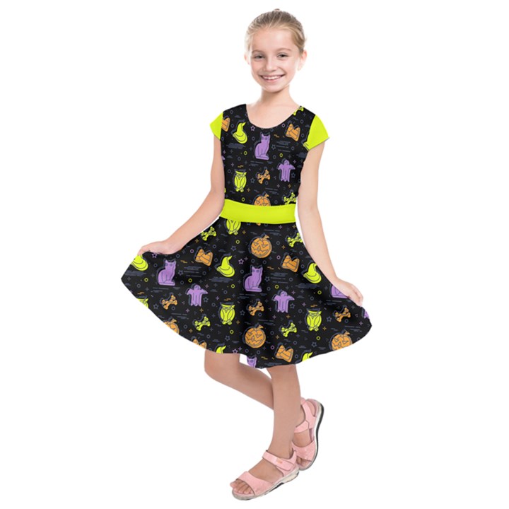 Halloween Pattern 2 Kids  Short Sleeve Dress