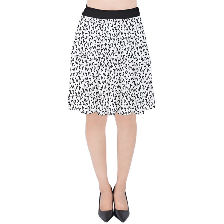 B/W abstract pattern 1 Velvet High Waist Skirt