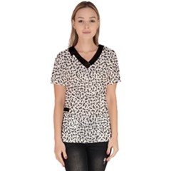 B/w Abstract Pattern 1 Women s V-neck Scrub Top