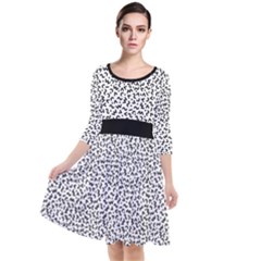 B/w Abstract Pattern 1 Quarter Sleeve Waist Band Dress