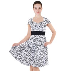 B/w Abstract Pattern 1 Cap Sleeve Midi Dress