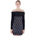 B/W abstract pattern 2 Long Sleeve Off Shoulder Dress View1