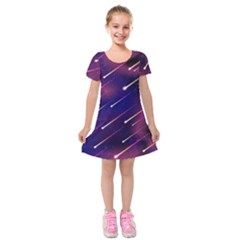 Meteor Shower 1 Kids  Short Sleeve Velvet Dress by JadehawksAnD