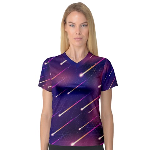 Meteor Shower 1 V-neck Sport Mesh Tee by JadehawksAnD