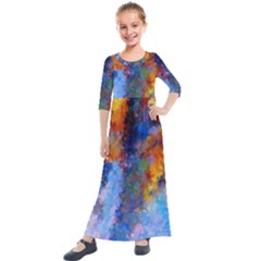 Z349 05 Kids  Quarter Sleeve Maxi Dress