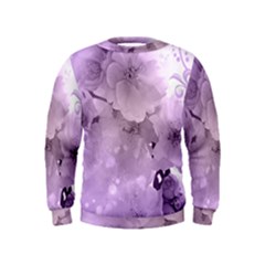 Wonderful Flowers In Soft Violet Colors Kids  Sweatshirt by FantasyWorld7