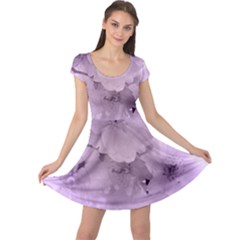 Wonderful Flowers In Soft Violet Colors Cap Sleeve Dress by FantasyWorld7