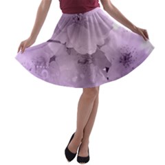 Wonderful Flowers In Soft Violet Colors A-line Skater Skirt by FantasyWorld7