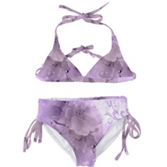 Wonderful Flowers In Soft Violet Colors Kids  Classic Bikini Set