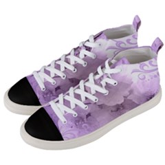 Wonderful Flowers In Soft Violet Colors Men s Mid-top Canvas Sneakers by FantasyWorld7