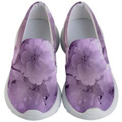 Wonderful Flowers In Soft Violet Colors Kid s Lightweight Slip Ons by FantasyWorld7