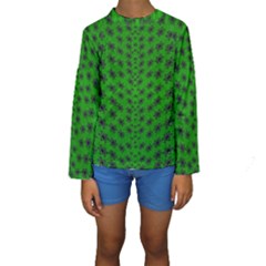 Forest Flowers In The Green Soft Ornate Nature Kids  Long Sleeve Swimwear by pepitasart