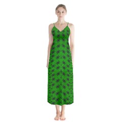 Forest Flowers In The Green Soft Ornate Nature Button Up Chiffon Maxi Dress by pepitasart