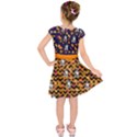 Navy & Orange Autumn Halloween Pattern Kids  Short Sleeve Dress View2