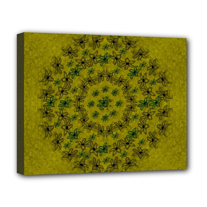 Flower Wreath In The Green Soft Yellow Nature Deluxe Canvas 20  x 16  (Stretched)