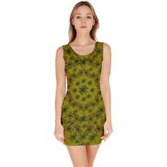 Flower Wreath In The Green Soft Yellow Nature Bodycon Dress by pepitasart