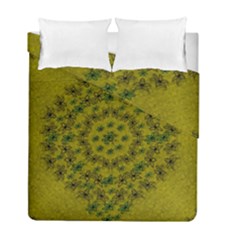 Flower Wreath In The Green Soft Yellow Nature Duvet Cover Double Side (full/ Double Size) by pepitasart