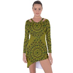 Flower Wreath In The Green Soft Yellow Nature Asymmetric Cut-out Shift Dress by pepitasart