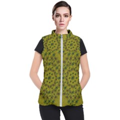 Flower Wreath In The Green Soft Yellow Nature Women s Puffer Vest by pepitasart