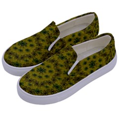 Flower Wreath In The Green Soft Yellow Nature Kids  Canvas Slip Ons by pepitasart