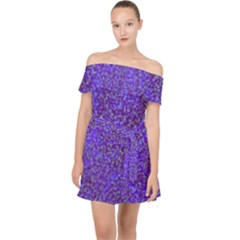 Lavender Purple And Green Abstract Off Shoulder Chiffon Dress