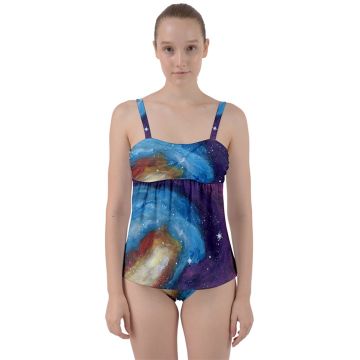 Cloud Galaxy Twist Front Tankini Set