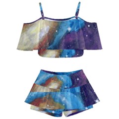 Cloud Galaxy Kids  Off Shoulder Skirt Bikini