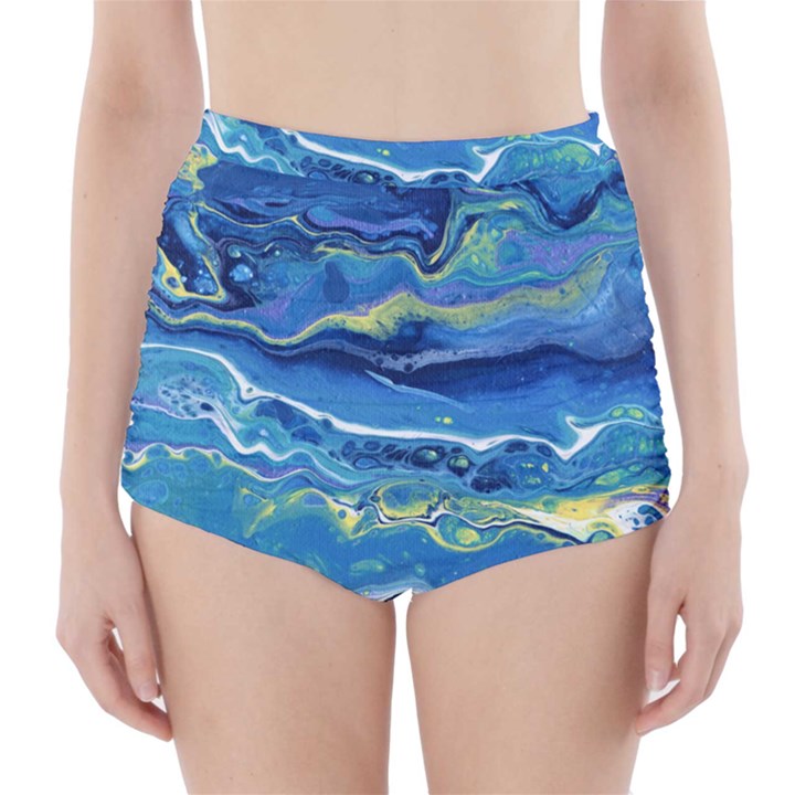 Sunlit Waters High-Waisted Bikini Bottoms