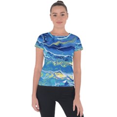 Sunlit Waters Short Sleeve Sports Top  by lwdstudio