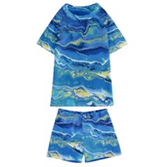 Sunlit Waters Kids  Swim Tee And Shorts Set by lwdstudio