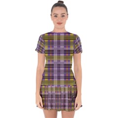 Playing With Plaid Kitten (purple) Halloween Pattern Drop Hem Mini Chiffon Dress by emilyzragz