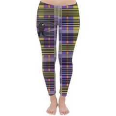 Playing With Plaid Kitten (purple) Halloween Pattern Classic Winter Leggings by emilyzragz