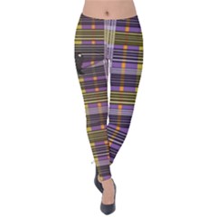 Playing With Plaid Kitten (purple) Halloween Pattern Velvet Leggings by emilyzragz