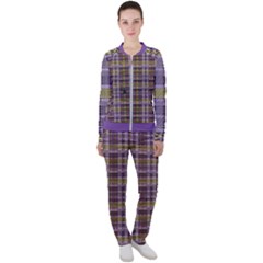 Playing With Plaid Kitten (purple) Halloween Pattern Casual Jacket And Pants Set