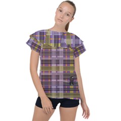 Playing With Plaid Kitten (purple) Halloween Pattern Ruffle Collar Chiffon Blouse