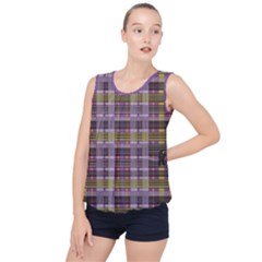 Playing With Plaid Kitten (purple) Halloween Pattern Bubble Hem Chiffon Tank Top