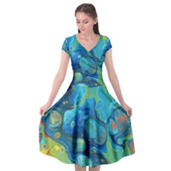 Fire Edge Nebula Cap Sleeve Wrap Front Dress by lwdstudio