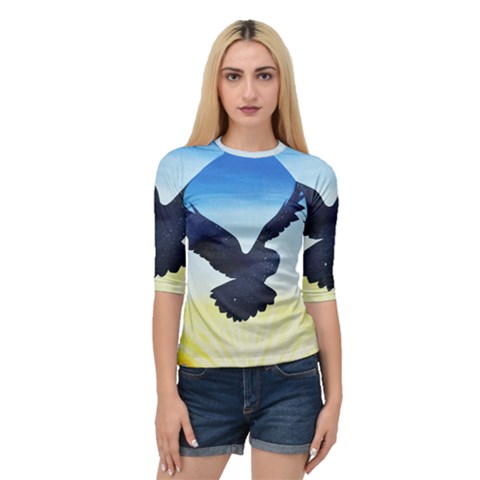 Sunset Owl Quarter Sleeve Raglan Tee by lwdstudio