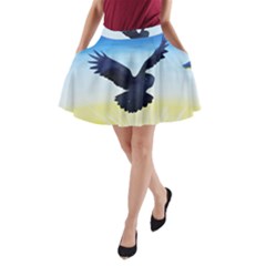 Sunset Owl A-line Pocket Skirt by lwdstudio