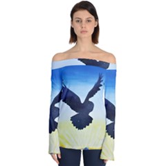 Sunset Owl Off Shoulder Long Sleeve Top