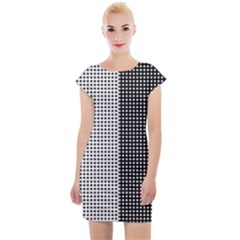 Colour Blocking Dots Cap Sleeve Bodycon Dress