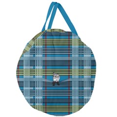 Playing With Plaid Kitten (blue) Pattern Giant Round Zipper Tote by emilyzragz