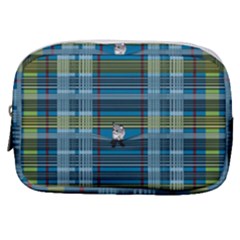 Playing With Plaid Kitten (blue) Pattern Make Up Pouch (small) by emilyzragz