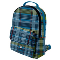 Playing With Plaid Kitten (blue) Pattern Flap Pocket Backpack (small) by emilyzragz