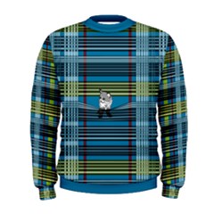 Playing With Plaid Kitten (blue) Pattern Men s Sweatshirt by emilyzragz